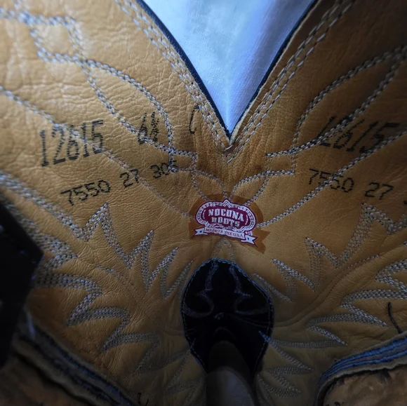 Vintage 90s Nocona Navy Leather Cowboy Boots | Made in USA | Western Heritage - Picture 9 of 10